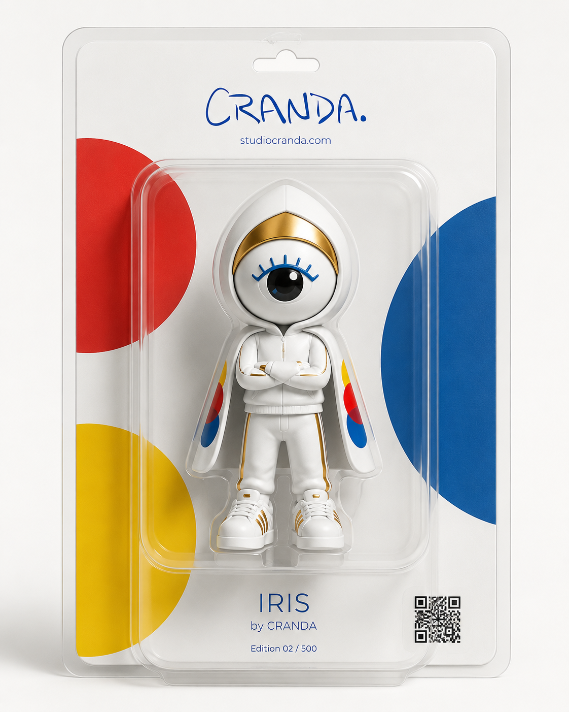 Iris by Cranda, art toy de un solo ojo en su empaque